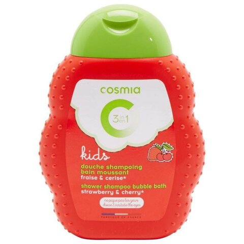 Cosmia dětský šampon, pěna a sprchový gel 3 in1, jahoda a třešeň 250ml