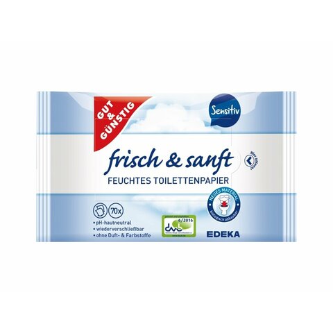 G&G Vlhčený toaletní papír Frisch & Sanft SENSITIV, 2x70 ks