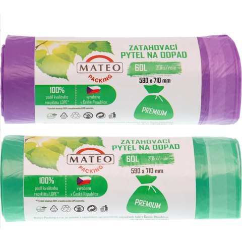 Mateo pytle do koše se zatahovací páskou 60L