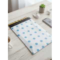 Bílá plastová obálka 170x230+40 mm, sněhové vločky