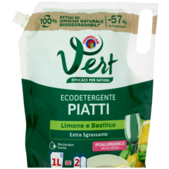 Chanteclair Vert ecodetergente PIATTI refill, přípravek na nádobí Limone e Basilico 1L