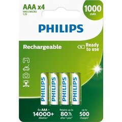 Dobíjecí baterie Philips, přednabité AAA mikro 4ks