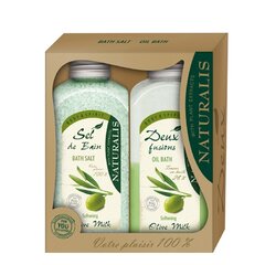 Naturalis dárková sada sůl 1kg a pěna do koupele 800ml Olive Milk