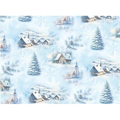 Vánoční papír 70x100 cm zasněžené domky Vánoční papír 70x100 cm zasněžené domky