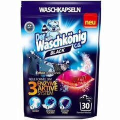 Waschkönig kapsle na praní BLACK 30 pcs S AKTIVNÍM SYSTÉMEM 3 ENZYMŮ