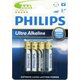 Alkalické baterie Philips AAA micro 4ks